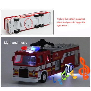 1/32 Reševanje, gasilsko Potegnite Nazaj Igrača Mini Simulacije Gimbal Modela Avtomobila Svetlobe in Glasbe Zlitine Namizni Okras Dekoracijo