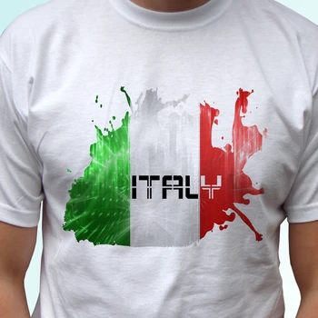 Italija Zastavo - Bela Majica s kratkimi rokavi Vrhu Države Design - Moški Dihanje Zgornji, Mehko Priložnostne Mens T-shirt S-3XL