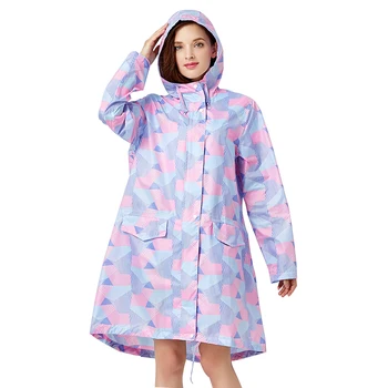 YUDING nov slog visoke kakovosti nepremočljiva modni tisk ženske dežni plašč mlado dekle dež hooded jakna z zadrgo za zunanji ogled