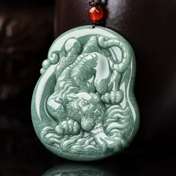 Vroče Prodaja Naravnih Jade Ročno izrezljane Tiger Obesek Jadeit Čar Ogrlica Lepe Nakit, Modni Dodatki Darila