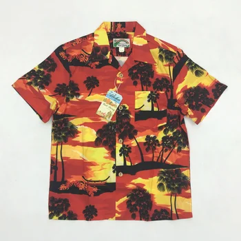 BOB DONG Mens Sunset Aloha Havajih Poletne Majice Kratek Rokav Hawaiian Rokavi Moški Print Vintage Oblačila Stranka Vrhovi