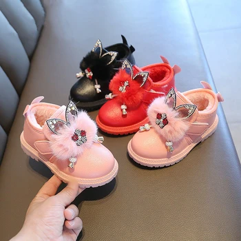 Moda Za Dekleta Martin Škornji Sneg Škornji Baby Fantje Čevlji Nepremočljiva Usnja Škorenjčki Pozimi Toplo Plišastih Princesa Toddle Dekleta Čevlji