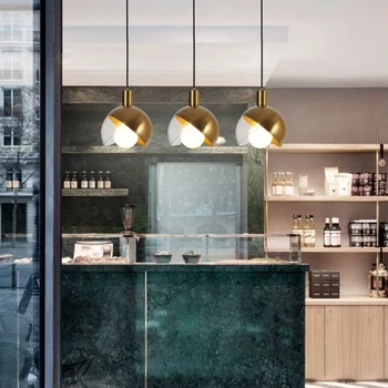 Nordijska minimalističen ustvarjalne kovine, steklo obesek svetlobe sodobni luksuzni restavraciji, bar art design visi svetilka