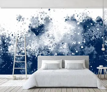 Bacal Sodobne pogodbeno modra abstrakcije škropljenjem črnilo Nordijska Evropa kavč, TV nastavitev steno krasi 3D ozadje, freska