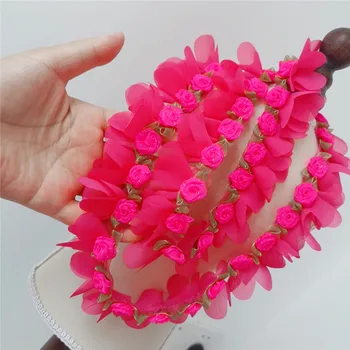 LASUI 2019 široko 5 cm 3 m =1 kos 0466 DIY Obleko, krilo pribor Dobre kakovosti Rose red šifon 3D cvet čipke trim