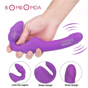 Brez naramnic Dildo Vibratorji Klitoris Stimulator 9 Hitrosti Dvojna Vibracijska Daljinski upravljalnik Strapon G Spot Vibrator Sex Igrače za Ženske
