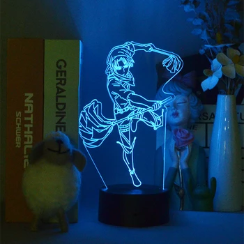Anime 3d Lučka za Napad na Titan Levi Ackerman za Spalnica Dekoracijo Svetlobe Otroci Darilo Tabela 3d Led Lučka Manga
