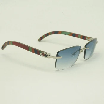 Vintage Pav Lesa Rimless sončna Očala Moških Kvadratnih Kovinski Okvir Lesenih Odtenkov Oculos Jasno Očala z ohišjem