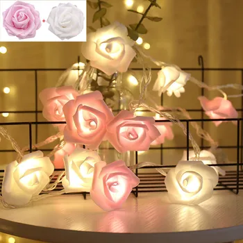 USB/Baterija Upravlja 10/20/40 LED Rose Cvet Niz Luči Umetno Šopek rož Garland za Valentinovo Poročno zabavo