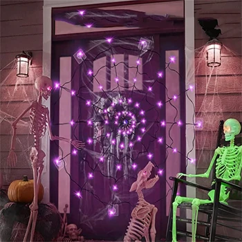 Spider Web Luči Halloween Dekoracijo Cobweb Svetlobo na Prostem, Okno, Zid Vrtu, Terasi, Dvorišču Niz luči Dekor
