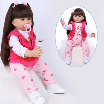 24 Cm 60 Cm Realne Prerojeni Baby Doll Mehki Silikonski Vinil Simulacija Precej Dolge Lase, Ki So Odprte Oči Dekle Igrača Otroci Darilo