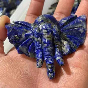 Naravni lapis lazuli strani carving Slon nos okrašena z lapis lazuli kristalno kiparstvo