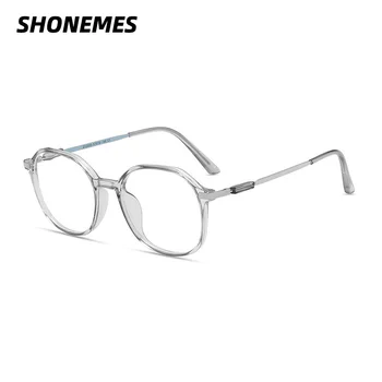 SHONEMES Anti Modra Svetloba Očala Ženske Kovinski Pregleden Optični Poligonske Očala Okvir za Ženske