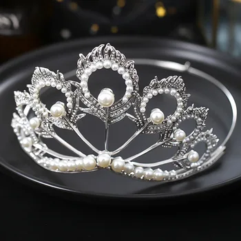 Krono Evropski in Ameriški Kristalno Pearl Krono Kažejo Prvak Krono Headdress Poročni Nakit, Poročni Dodatki za Lase