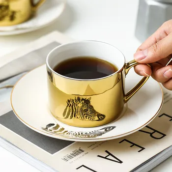 Ins luksuzni Nordijska razmislek živali ogledalo keramični kreveljiti ustvarjalne preprost popoldanski čaj doma aparat za vrč Pokal in jed