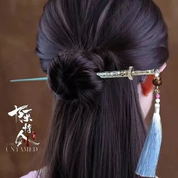 2PCS/Veliko Anime MO DAO Chen Ling Headdress Lase Bun Zlitine Model Cosplay Navijači Darila Starodavni Kitajski slog ostra Pribor 22 cm