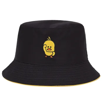 2021 nova rumena račka vezene ribič klobuk korejska različica dvostranski vedro klobuk moške mode za ženske plaži klobuk klobuk priložnostne