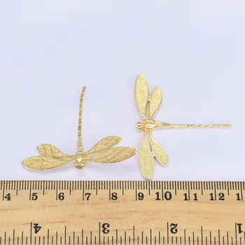 20pcs Baker materiala, Prevlečeni zlato korejski čar uhani material dragonfly obesek nakit dodatki