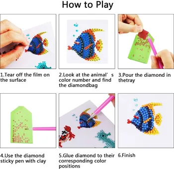 9Pcs Zajec Diamond Slikarstvo Kompleti za Otroke DIY 5D Diamond Slikarstvo Kit za Otroke Diamantno Art Diamond Slikarstvo Srčkan Risanka