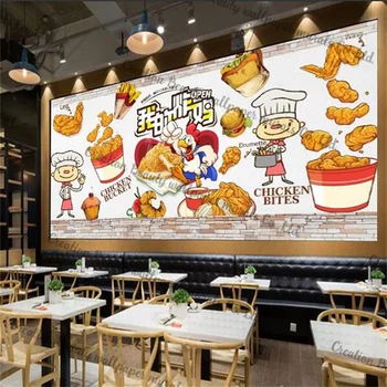 Zid Restavraciji Hitre Hrane Industrijske Dekor Po Meri Stene Papirja Burger Ocvrti Piščančji Sendvič Snack Bar Zidana Ozadja