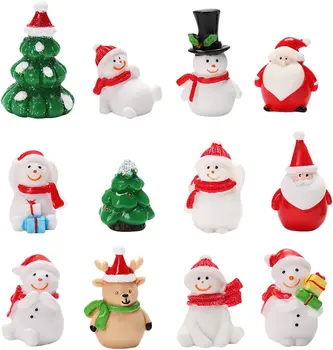 17PCS Smolo Mini Božični Okraski, Santa Claus Snežaka Drevo Jelenov Božič Figurice za Dekoracijo Obrti Sneg Par Globusov
