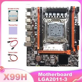 X99H Motherboard LGA2011-3 Matično ploščo Računalnika Nastavite Z E5 2620 V3 CPU+Toplotna Pad+Switch Kabel+SATA Kabel