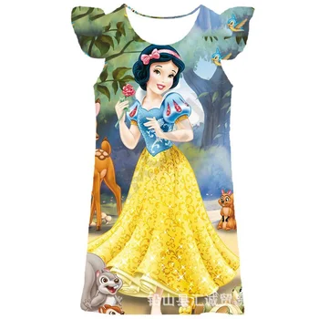 Disney Princesa sneguljčica Mickey Cvet 3D Tiskanje Dekle Obleko Velikost 90-140 Pisane Svetlo Barvo Otroci Risanka Kostumi