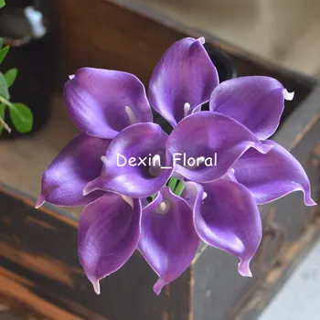 Royal Purple Calla Lilije Pravi Dotik Cvetje Za Svile, Poročne Šopke, Poročne Šopke Umetno calla lily