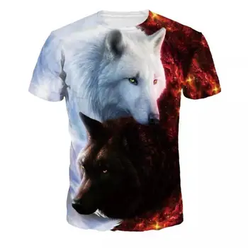Moški Modni T-shirt Moški 2021 Najnovejši 6XL Wolf 3D Tiskanja Živali Kul Smešno T-Shirt Moški Kratek Rokav Poletje Vrhovi T Shirt Tees