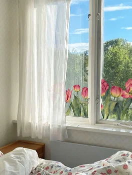 Francoski Tulipanov Okno Nalepke Aromatskih Tulipanov Vrt Rastlin Dekoracijo Cvet soba dekor urad za dekoracijo