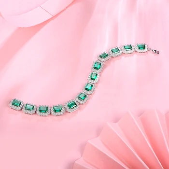 Mintybox Smaragdno Moissanite Gemstone Zapestnice 925 Sterling Silver Za Ženske Luksuzni Bangle Čar Stranka Darila Fine Nakit