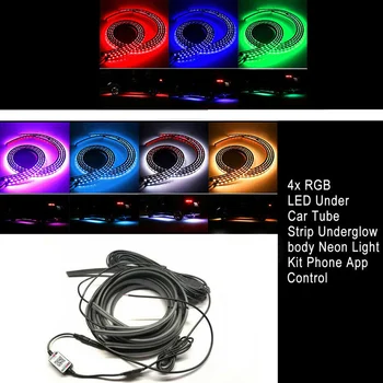 4pcs RGB LED V Dno Avtomobila Svetlobe Vrata Dekoracijo Laser Cev Trakovi Underglow Telo Neon Light Kit Car Tuning Auto Dodatki