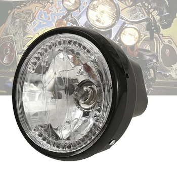 Univerzalni 7 Palčni Motocikel Smerniki H4 35W LED Glavo Svetilka 9 Žice Vključite Opozorilne Luči Vesa črna