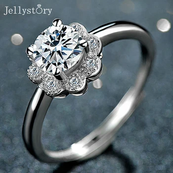 Jellystory srebro 925 nakit prstani za ženske modni svate darila edinstven cvet design roung gemstone obroči na debelo