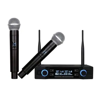 Profesionalni Brezžični Mikrofon KTV Karaoke Dva-kanalni Ročni Nastavljiva Frekvenca Mikrofon za Petje Pralni Mic Za Stranke