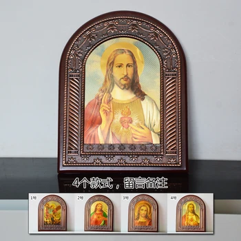 Katoliški Kristjan dekoracijo lesenih ornament (ikone presvetega srca jezusovega) miniaturni Majhne portret približno 24 cm visoko