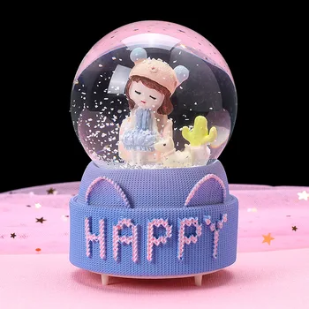 Cute Girl Balon Kristalno Kroglo Music Box Žareče Vodo Balon Music Box Otrok Darilo za Rojstni dan Vrtiljaka Digimon 오르골