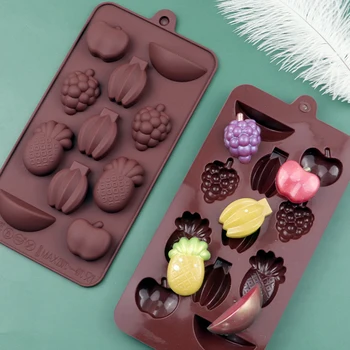 Naključno Barvo Sadja Oblikovan Silikonsko Plesni 11-Votline DIY Čokolada, zaradi Česar Plesni Peko Plesni Peko Okrasitev Orodja