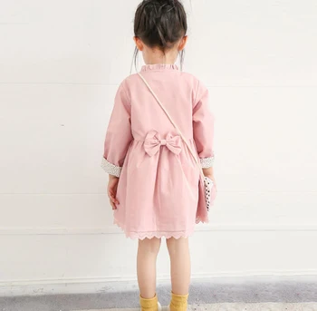 Malo Deklet, spomladi, jeseni windbreaker 2021 nova rumena roza otrok korejski čipke dolg plašč baby princesa obleko plašč