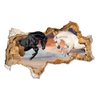 Konj vinilna Luknjo v Steni Dekor Hoss Živali vinilna Konj Stenski Dekor 3D Vinilne Nalepke, 3D Izmenljive Stensko Nalepko Plakat f