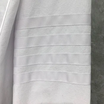 TB THOM Majica Visoko Kakovostnega Bombaža, Dolg Rokav Obleka Srajce Klasična Moda Belo 4-bar Proge Trdni Moški Ženske Oblačila