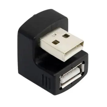 CYDZJimier Navzdol pod Kotom, USB 2.0 Adapter Moški da Ženski Podaljšanje 90 180 360-Stopinjski Črna