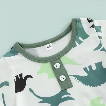 Baby Boy Oblačila Sklop Dinozaver Natisni T-shirt Tees Vrhovi Zelene Elastični Pas Hlače 6M-4Y Malčka Otroci Poletje Priložnostne Obleke 2022