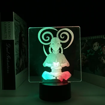 Avatar The Last Airbender Anime Slika Aang LED Nočna Lučka za Darilo za Rojstni dan Spalnica Dekor Dveh Ton Pisane Manga LED Lučka