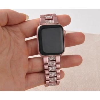 Iz nerjavečega Jekla, Trak za Apple Watch Band Serije 7 45mm 41mm Diamond Band zapestnica Iwatch 6 5 4 40 mm 44 mm 38 mm 42mm Dodatki