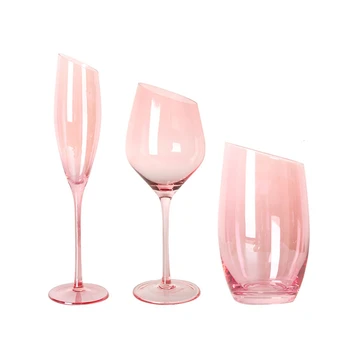 Flamingo Pink Kristalno Steklo Pokal Ženski Stranka Kozarca Vina, Poševna Usta Poroko Šampanjec Predvsem Piščali Ženske Bordeaux Skodelice Vode Teacup