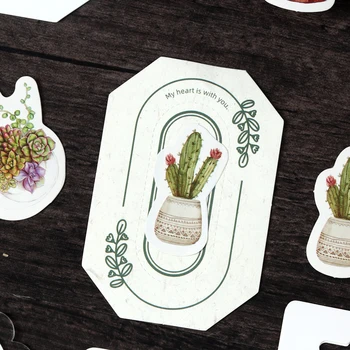 46 kosov Mini Boxed nalepke rastlin barvno tiskanje sočna kaktus zelena DIY priročnik dekorativni material nalepke album