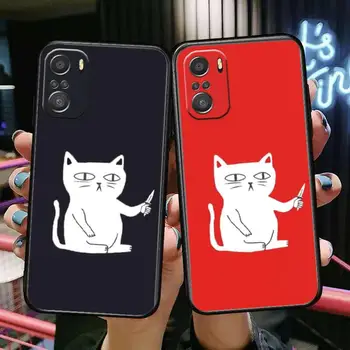 Lepe Risanke Mačka Živali Za Xiaomi Redmi Opomba 10 10 9T 9S 9 8T 8 7S 7 6 5 5A Max Pro Mehko Črno Primeru Telefon