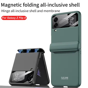 Magnetni Tečaj Shockproof Mat Ohišje Za Samsung Galaxy Ž Flip 4 5 G Celotno Telo, Trdi Oklep Pokrovček za Samsung Ž medije flip4 Magnetni Primeru