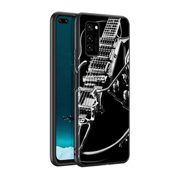 Kitara Instrument Glasba Silikonski Pokrovček Za Huawei P50 P40 P30 P20 Pro P10 P9 F8 Lite E Plus 2016 5G Black TPU Primeru Telefon